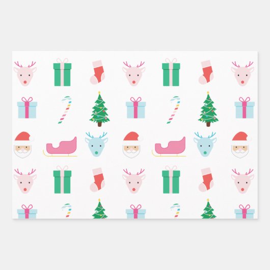 Preppy Santa Claus Pattern Inpakpapier Vel (Voorkant)