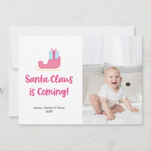 Preppy Santa Clause komt met kerstfoto Feestdagenkaart (Voorkant)