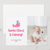 Preppy Santa Clause komt met kerstfoto Feestdagenkaart (Voorkant / Achterkant)