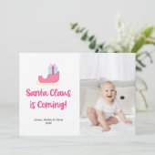 Preppy Santa Clause komt met kerstfoto Feestdagenkaart (Staand voorkant)