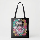 Preppy Santa Coquette Christmas Glitter Girly Pink Tote Bag (Voorkant)