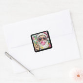 Preppy Santa Glitter Coquette Christmas Girly Cute Vierkante Sticker (Envelop)