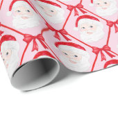 Preppy  Santa Red Bows Trellis Rood Pet Cadeaupapier (Rol Hoek)
