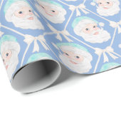 Preppy  Santa Trellis Bows Mint Pet Santa Cadeaupapier (Rol Hoek)