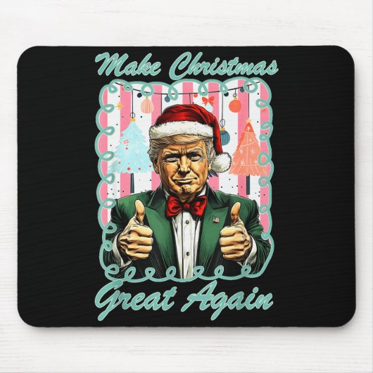 Preppy Santa Trump 2025 Men Xmas Make Christmas Gr Muismat (Voorkant)