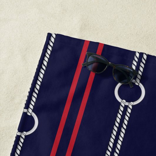 Preppy schattig marine gepersonaliseerde naam stra strandlaken (In situ)