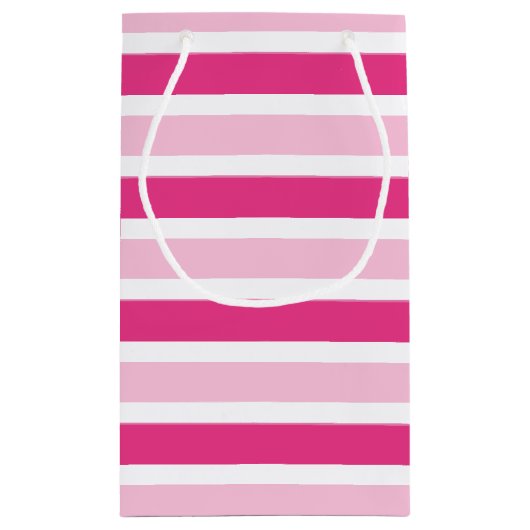 Preppy Schattigee Chic Roze & Witte Strepen Klein Cadeauzakje (Achterkant)