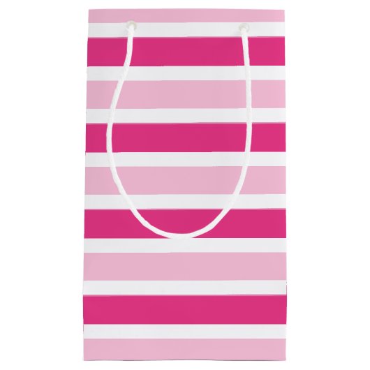 Preppy Schattigee Chic Roze & Witte Strepen Klein Cadeauzakje (Voorkant)