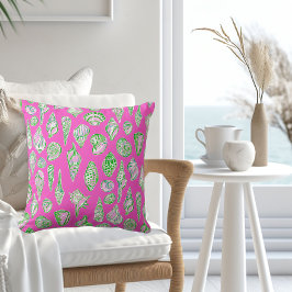 Preppy Schelp / Roze Groen Kust Beach House Kussen