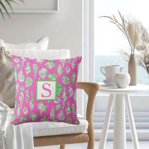 Preppy Schelpen / Monogram Roze Kust Strand Kussen