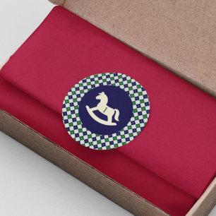 Preppy Schommelpaard Argyle 1e Verjaardag Ronde Sticker