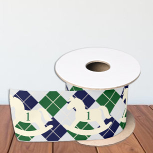 Preppy Schommelpaard Argyle 1e Verjaardag Satijnen Lint