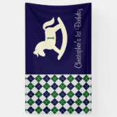 Preppy Schommelpaard Argyle 1e Verjaardag Spandoek (Verticaal)