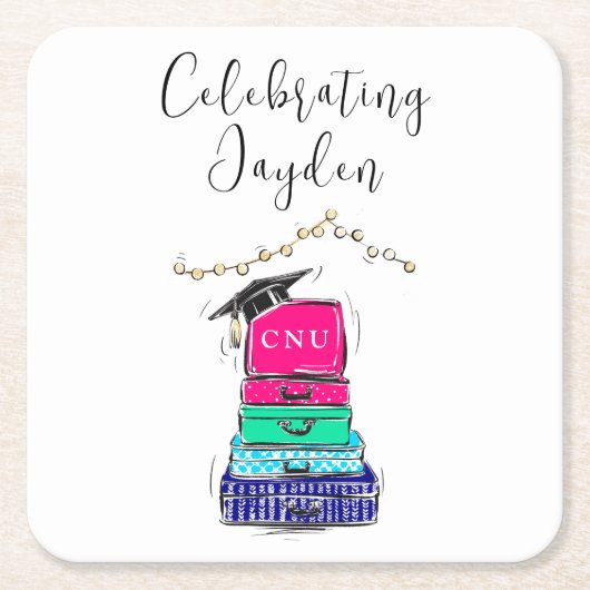 Preppy Script High School Afstuderen Suitcase 2023 Kartonnen Onderzetters (Voorkant)