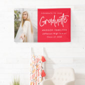 Preppy Script Red Photo Afstuderen Spandoek (Insitu)