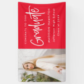 Preppy Script Red Photo Afstuderen Spandoek (Verticaal)