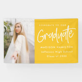 Preppy Script Yellow Photo Afstuderen Spandoek (Horizontaal)