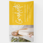 Preppy Script Yellow Photo Afstuderen Spandoek (Verticaal)