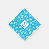 Preppy Sea Shells op Blue Monogram Seaside Servet (Hoek)