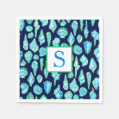 Preppy Sea Shells op de achtergrond van de marine  Servet (Voorkant)