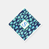 Preppy Sea Shells op de achtergrond van de marine  Servet (Hoek)