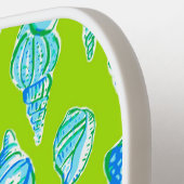 Preppy Sea Shells op Lime Green Seaside Monogram Pickleball Paddle (Links Detail)