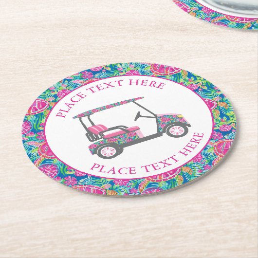 Preppy Sea Turtles Golf Cart Ronde Kartonnen Onderzetter (Gebogen)