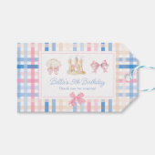 Preppy Seashell Sandcastle Pastel Gingham Cadeaulabel (Voorkant (Horizontaal))