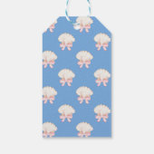 Preppy Seashell Sandcastle Pastel Gingham Cadeaulabel (Achterkant)