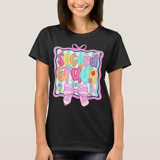 Preppy Second Grade 2nd Grade Teachers Girls T-shirt (Voorkant)