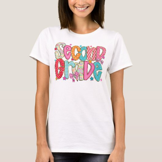 Preppy Second Grade 2nd Grade Teachers Girls T-shirt (Voorkant)