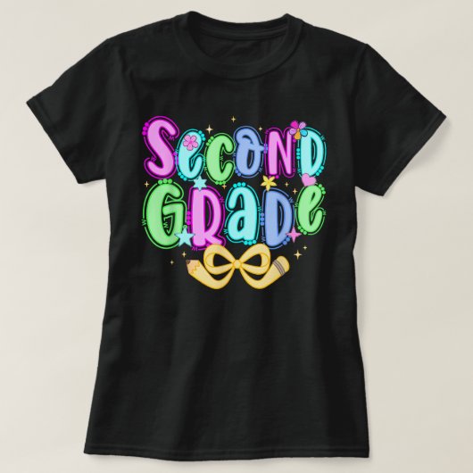 Preppy Second Grade 2nd Grade Teachers Girls T-shirt (Design voorkant)