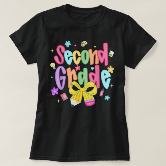 Preppy Second Grade 2nd Grade Teachers Girls T-shirt (Design voorkant)