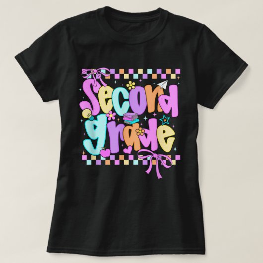 Preppy Second Grade 2nd Grade Teachers Girls T-shirt (Design voorkant)