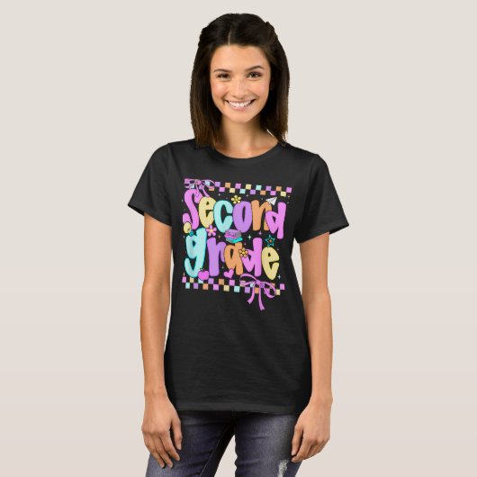 Preppy Second Grade 2nd Grade Teachers Girls T-shirt (Voorkant volledig)