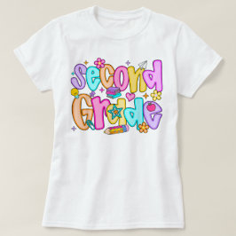Preppy Second Grade 2nd Grade Teachers Girls T-shirt