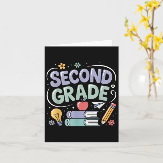 Preppy Second Grade Back To School 2nd Grade Teach Kaart (Gele Bloem)