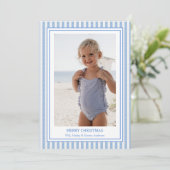 Preppy Seersucker-kerstfotokaarten Feestdagenkaart (Staand voorkant)