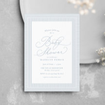 Preppy seersucker streep blauw witte baby shower