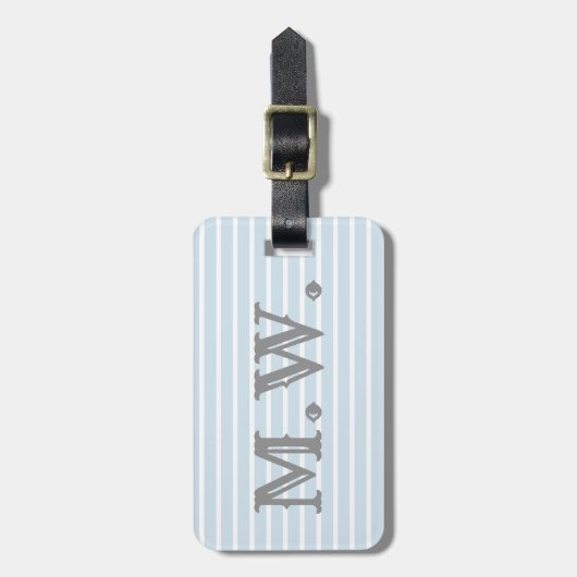 Preppy Seersucker Striped Monogram Bagagelabel (Voorkant verticaal)