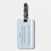 Preppy Seersucker Striped Monogram Bagagelabel (Achterkant verticaal)