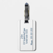 Preppy Seersucker Striped Monogram Bagagelabel (Achterkant verticaal)