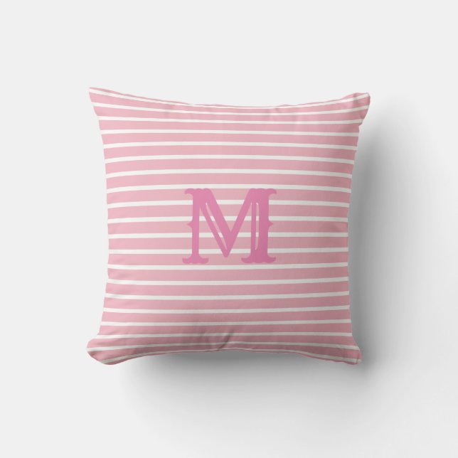 Preppy Seersucker Striped Monogram Pillow Kussen (Voorkant)
