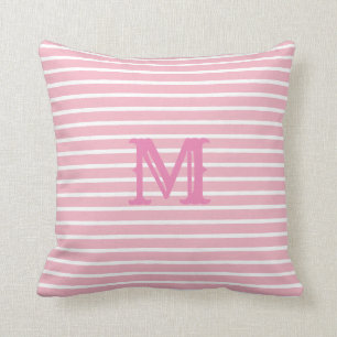 Preppy Seersucker Striped Monogram Pillow Kussen