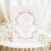 Preppy Silly Goose Pink Bow Girl Baby Shower Kaart