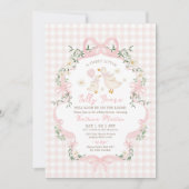 Preppy Silly Goose Pink Bow Girl Baby Shower Kaart (Voorkant)