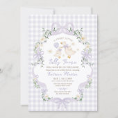 Preppy Silly Goose Purple Bow Girl Baby Shower Kaart (Voorkant)