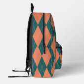Preppy Sinaasappel Groene Argyle Print Monogram In Bedrukte Rugzak (Links)