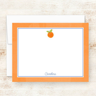 Preppy Sinaasappels en citrusvruchten Oranje en bl Notitiekaartje