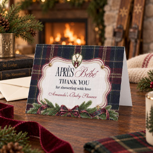 Preppy Ski Lodge Après Bébé Kerst Baby Shower Bedankkaart